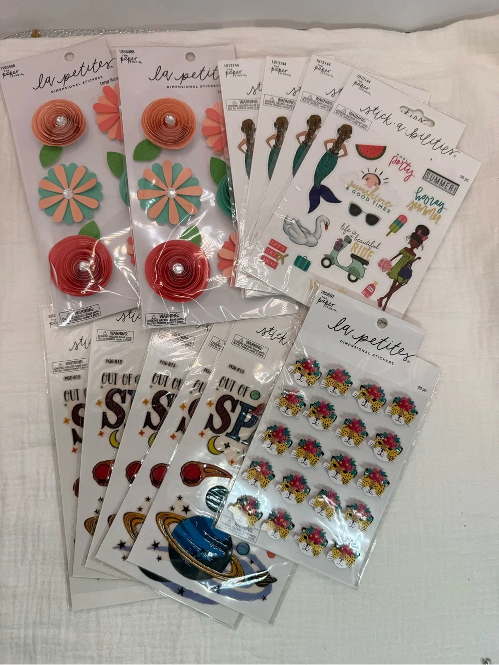 La Petites Pink & Coral Floral Paper Sticker Lot - Party Craft Decorations